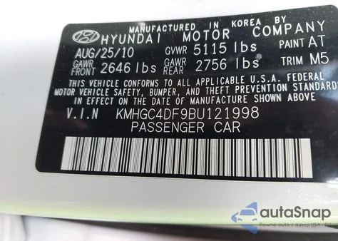 2011 Hyundai Genesis 4.6 из США, поврежденный, VIN KMHGC4DF9BU121998